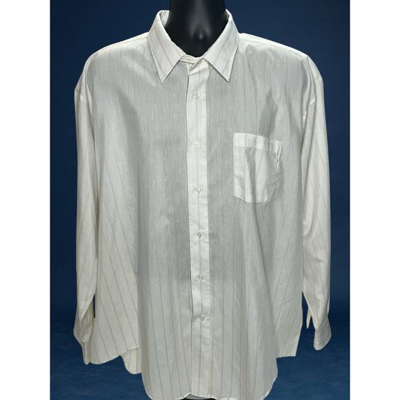 Vintage Golden V Big 3XL Button Down Long Sleeve White Dress Shirt - USA Made - Picture 1 of 12